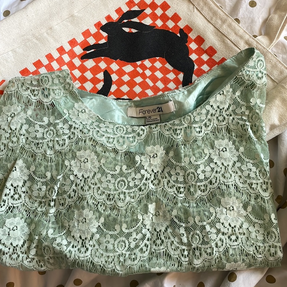 Forever 21 Mint Green Lace Crop Top